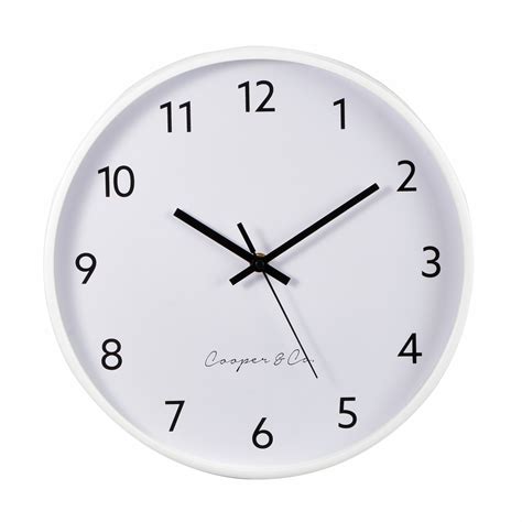 Cooper And Co 30cm White Anderson Silent Movement Round Wall Clock