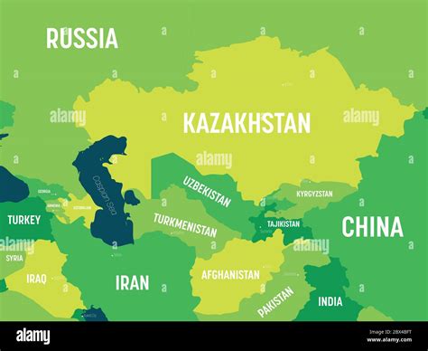 Mapa De Asia Central Tonalidad Verde Coloreada Sobre Fondo Oscuro