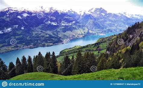 Lake Walensee In The Seeztal Valley And Between The Churfirsten And