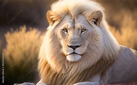 Magnificent Lion King Portrait Of Majestic White Lion On Black