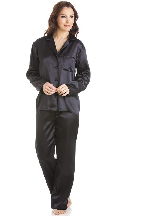 Black Satin Full Length Pyjama Set
