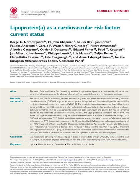 Pdf Lipoprotein A As A Cardiovascular Risk Factor Current Status