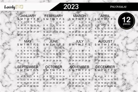 Mini Calendar Overlays For 2023 2 Inch Stamps Png 1481592 Planner