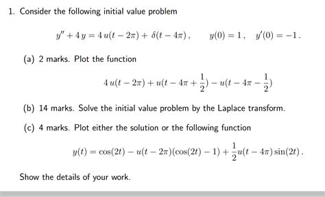 Solved 1 Consider The Following Initial Value Problem