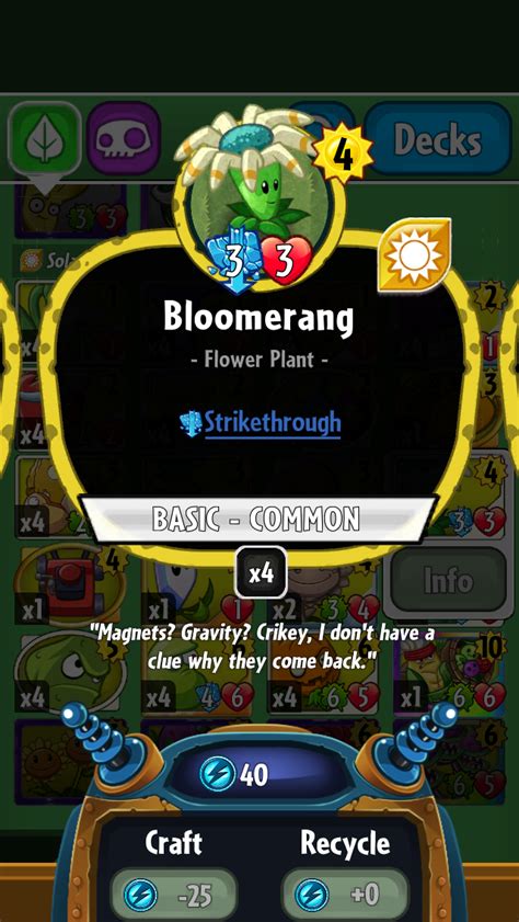 Bloomerang Plants Vs Zombies Heroes Plants Vs Zombies Wiki