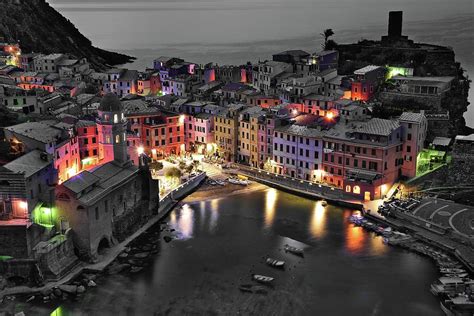 Black And White Night But Still Colorful City Photograph