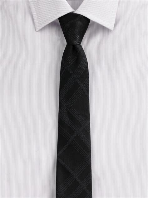 Lyst Burberry Tonal Check Silk Tie In Black For Men