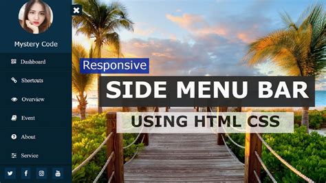 Responsive Sidebar Menu Using Html Css Javascript Sidebar Menu Using Only Html And Css Youtube