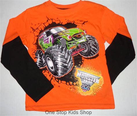 This fun and ferocious monster truck is one of monster jam's most popular. MONSTER JAM Truck Boys 4 5 6 7 Tee SHIRT Top GRAVE DIGGER ...