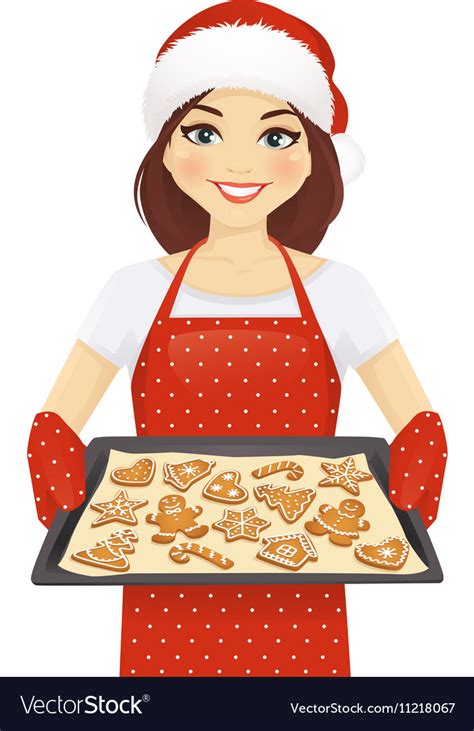 For further details, please read our privacy policy. Woman baking christmas cookies Royalty Free Vector Image