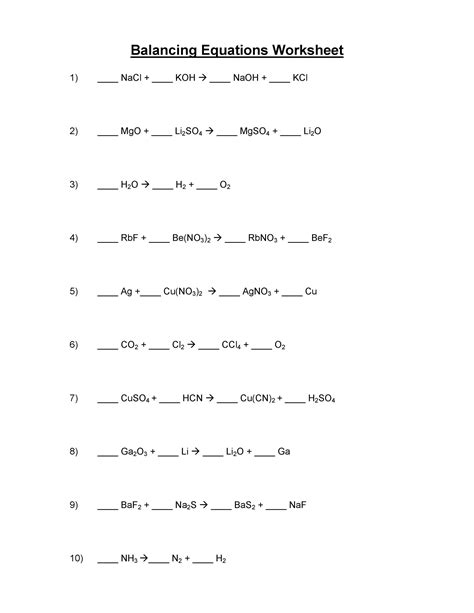 Then go back and balance the following equations: 49 Balancing Chemical Equations Worksheets with Answers