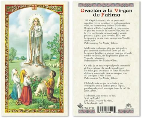 Oracion A La Virgen De Fatima Laminated Prayer Cards Pack Of 25 In