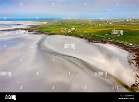 Aerial View From Drone Of Coast And Bhalaigh Beach At Malacleit On