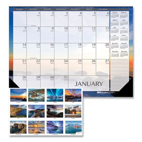 Recycled Earthscapes Desk Pad Calendar Seascapes Photography 22 X 17