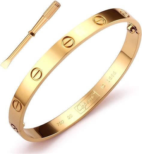 Caperci 14k Gold Tone Stainelss Steel Bangle Bracelets For Women