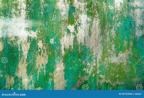 Rusty Painted Green Metal Texture With Cracked Paint Stock Photo