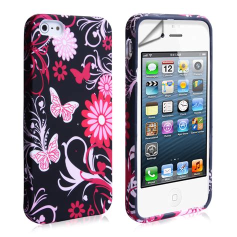 Yousave Iphone 5 5s Floral Case Pink Black Mobile