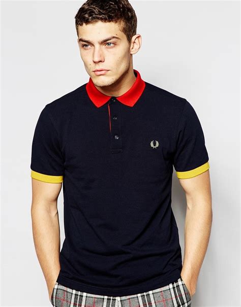 Fred Perry Polo Shirt With Contrast Collar And Cuff Slim Fit Shopstyle