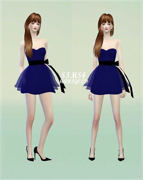 Ribbon Lovely Mini Dress Sims 4 Female Clothes