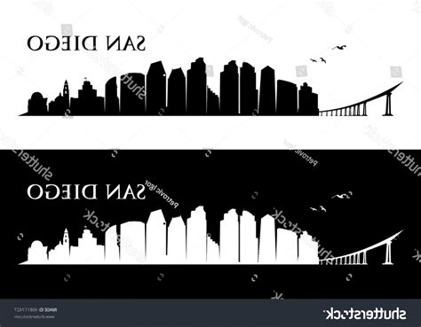 San Diego Skyline Silhouette Vector At Collection Of