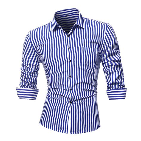 Brand 2018 Fashion Male Shirt Long Sleeves Tops Business Colour Stripe