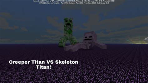 Creeper Titan Vs Skeleton Titantitans Addonminecraft Pe Youtube