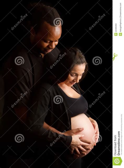 Mixed Race Couple Expecting A Baby Stock Photo Image