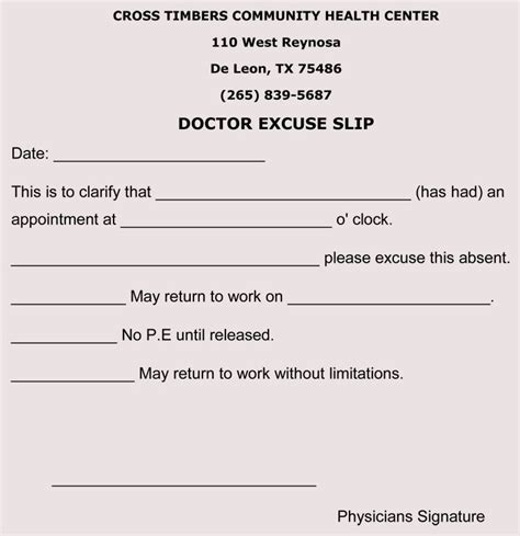 Printable Ochsner Doctor Excuse