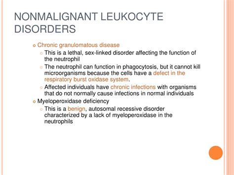 Ppt Nonmalignant Leukocyte Disorders Powerpoint Presentation Free
