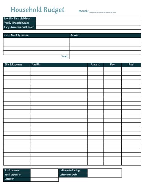 Free Printable Household Budget Tracker And Template