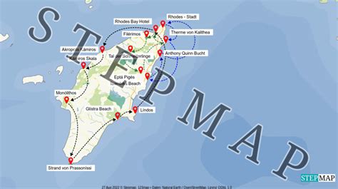 StepMap Rhodes Landkarte für Mittelmeer