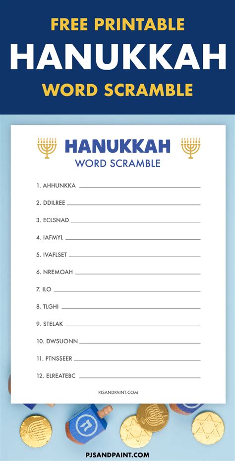 Hanukkah Word Scramble Free Printable Pjs And Paint