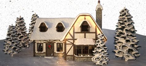 3d Background Showcase Winter Cottage Exterior By Princessdawn3d On