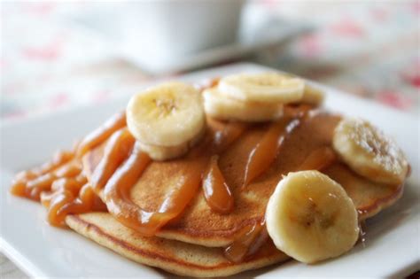 Banana Pancakes Peanut Butter Syrup Topping Crazy About Coral