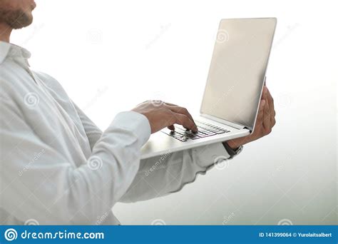 Close Up Businessman Looking At Laptop Screen Stock