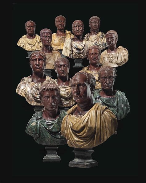 A Set Of Twelve Variegated Marble Busts Of Roman Emperors Italian