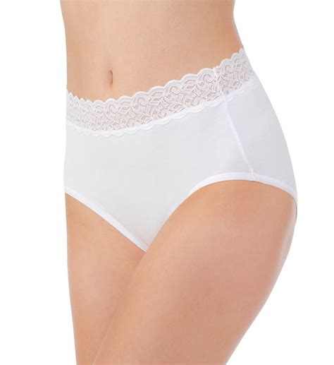 Women S Vanity Fair 13396 Flattering Lace Cotton Stretch Brief Panty Star White 6