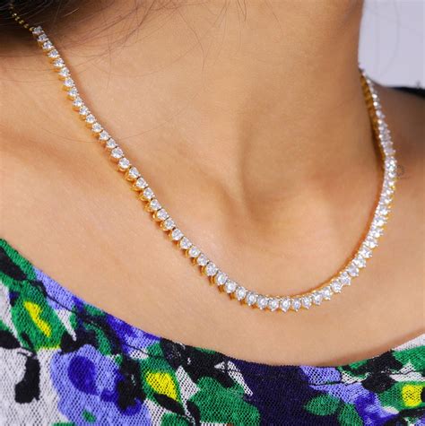 Lab Created Diamond Necklace Wedding Tennis Chain Necklace Etsy