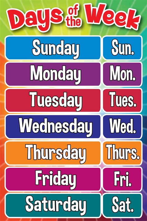 7 Days Of The Week Printable Poster