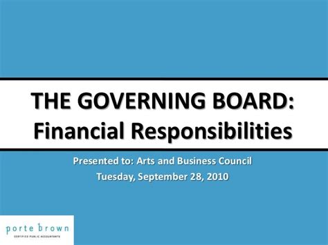 Financial Responsibilities Of The Governing Board