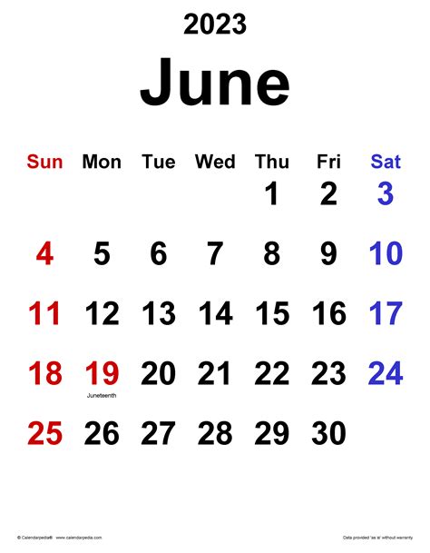 2023 June Calendar Printable Printable World Holiday