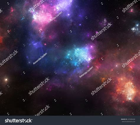 Beautiful Night Sky Colorful Nebulae Galaxies Stock Photo