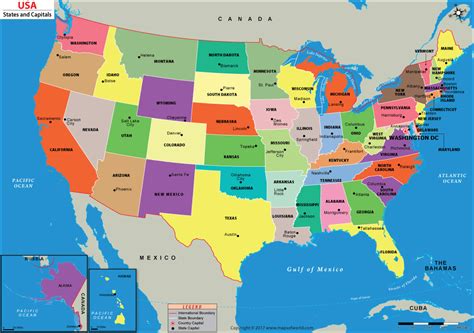 Us Map Showing States And Capitals
