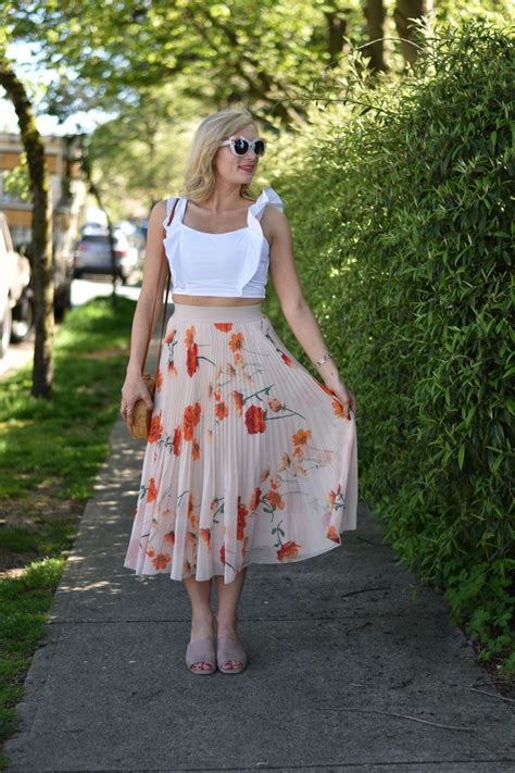 Floral Pleated Midi Skirt Midi Skirt Pleated Midi Skirt Spring Outfits