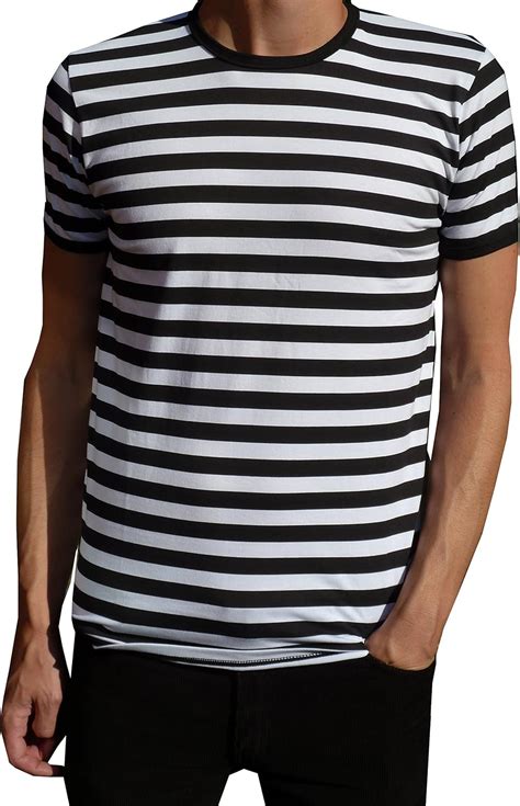 Amazon Com Fuzzdandy Mens Classic Nautical Black And White Striped T