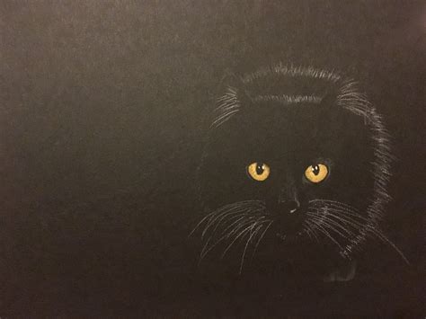 Black Cat Drawn With Pastel Pencils