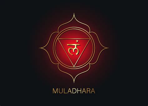 Muladhara Chakra Logo Template First Root Chakra Symbol Red And Gold