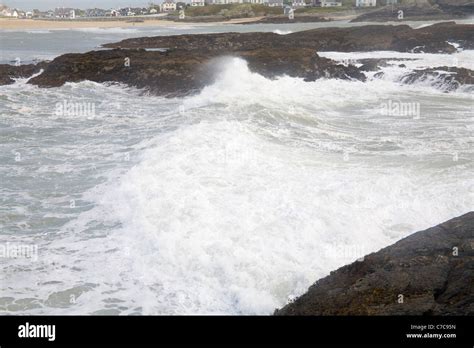 Trearddur Bay Isle Of Anglesey North Wales September Waves Crashing