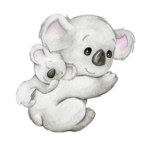 Premium Vector A Couple Of Cute Koalas A Baby And An Adult Watercolor