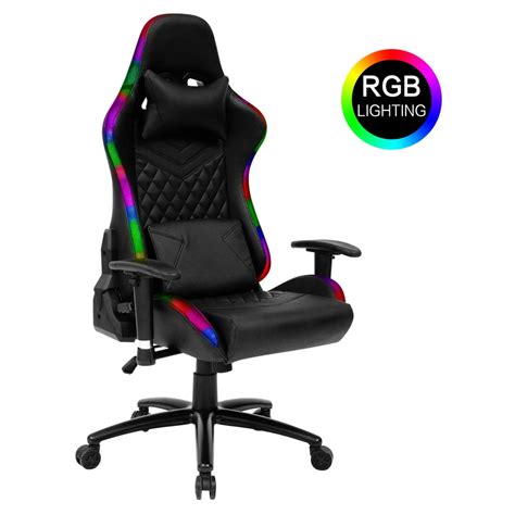High Back Ergonomic Gaming Chair With Rgb Led Lights Height Adjustable